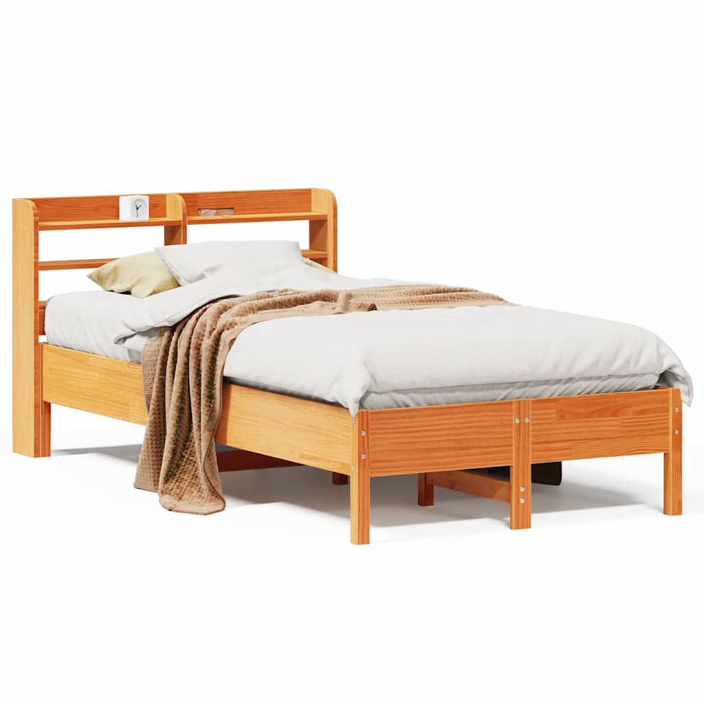 Bed Frame without Mattress Wax Brown 100x200 cm Solid Wood Pine
